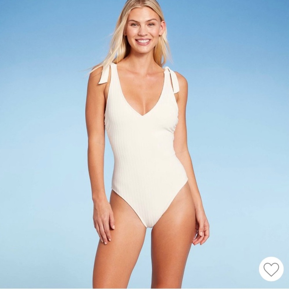 New Shade & Shore White Plunge Swimsuit